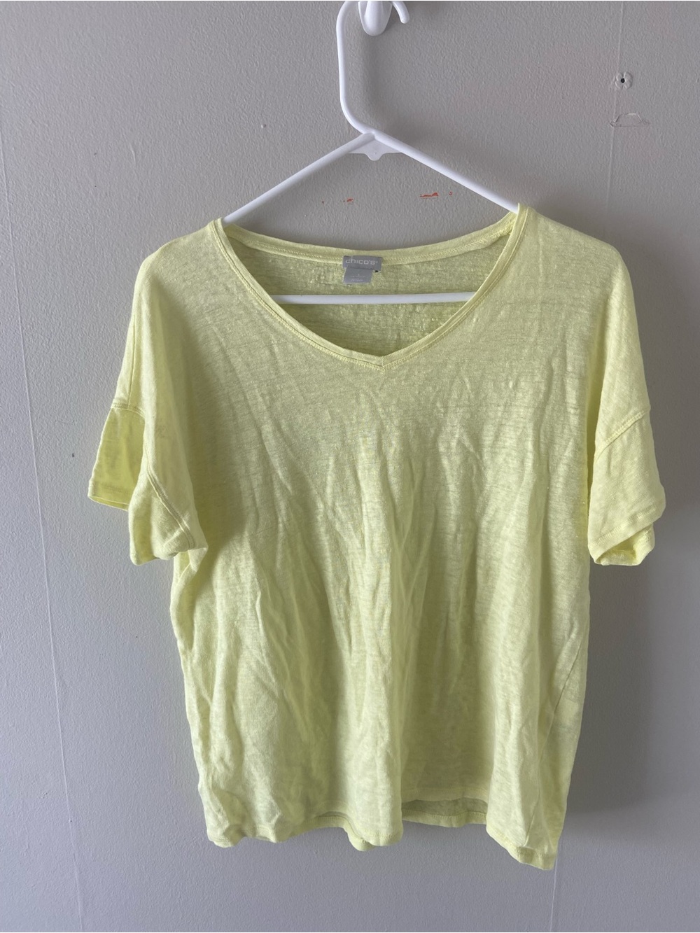 Chicos 100% linen short sleeve tee size 1 medium summer minimalist beach yellow